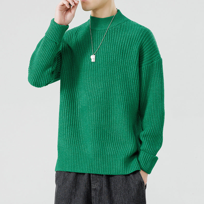 Half High Necked Sweater For Men's Casual Knitwear Outerwear