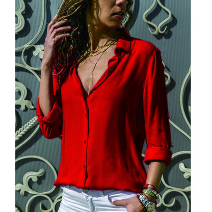 Long sleeve ladies lapel button shirt