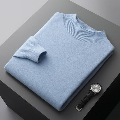 Half-collar Wool Sweater Men's Solid Color Knitted Sweater