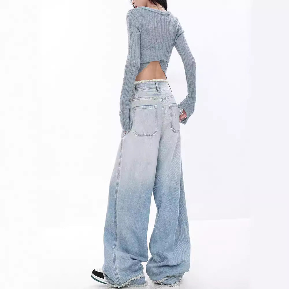 Women's Wide-leg Jeans Loose High Waist Drooping