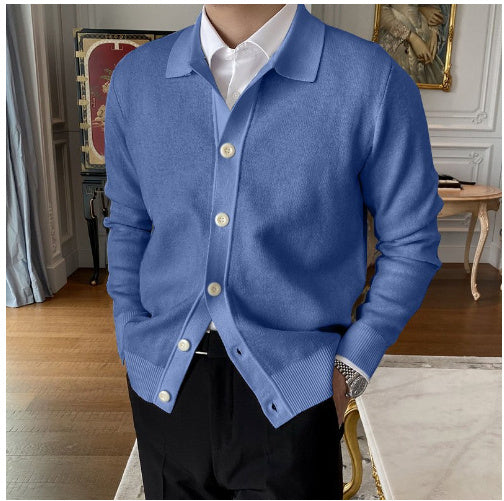 Men Lapel Knitted Fashion Sweater Cardigan