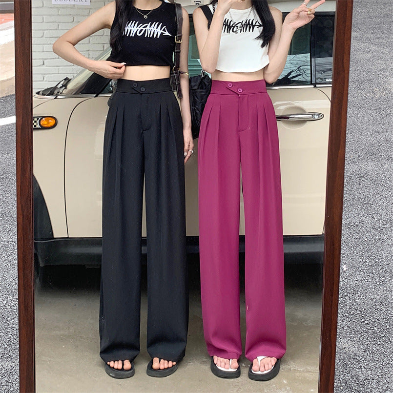 Women's New High Waist Loose Drape Suit Wide Leg Pants