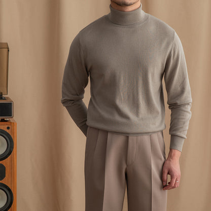 British Commuter Daily Wool Turtleneck Slim-fit Sweater All-matching Warm Bottoming Sweater Trendy Men