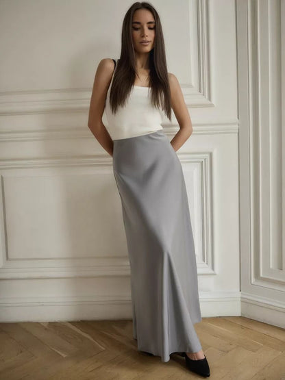 Fishtail Skirt Satin Satin Long