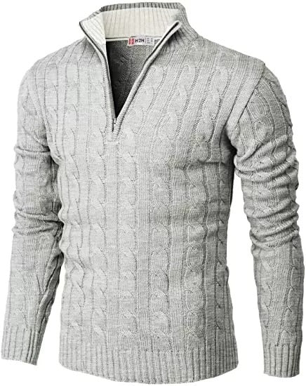 Casual Slim Pullover Long Sleeve Knitted Zip Sweater