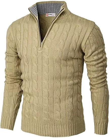 Casual Slim Pullover Long Sleeve Knitted Zip Sweater