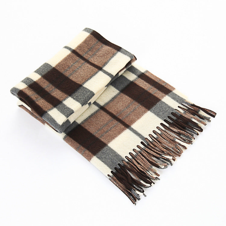 Autumn And Winter Black And White Plaid Plus-sized Thickening Thermal Men's And Women's Scarf