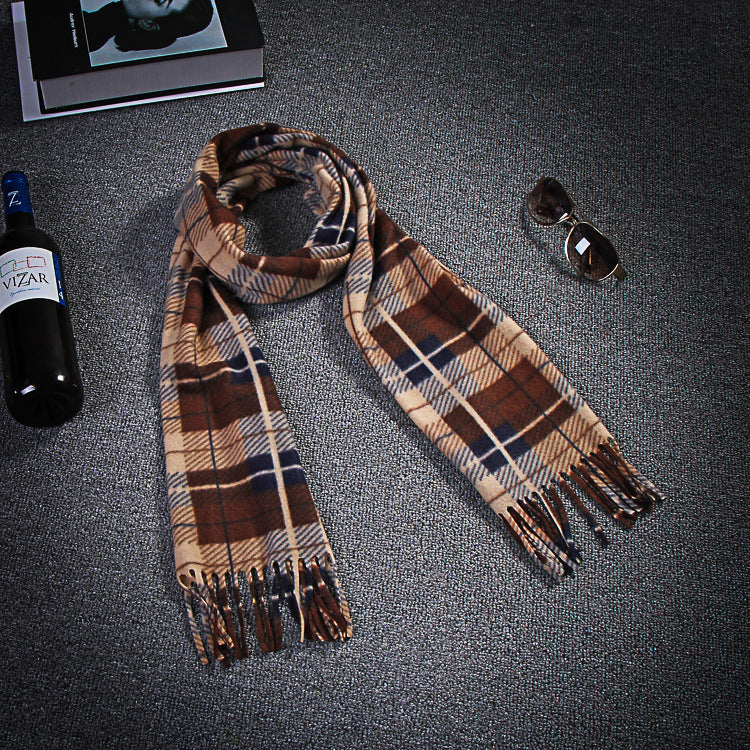 Autumn And Winter Black And White Plaid Plus-sized Thickening Thermal Men's And Women's Scarf