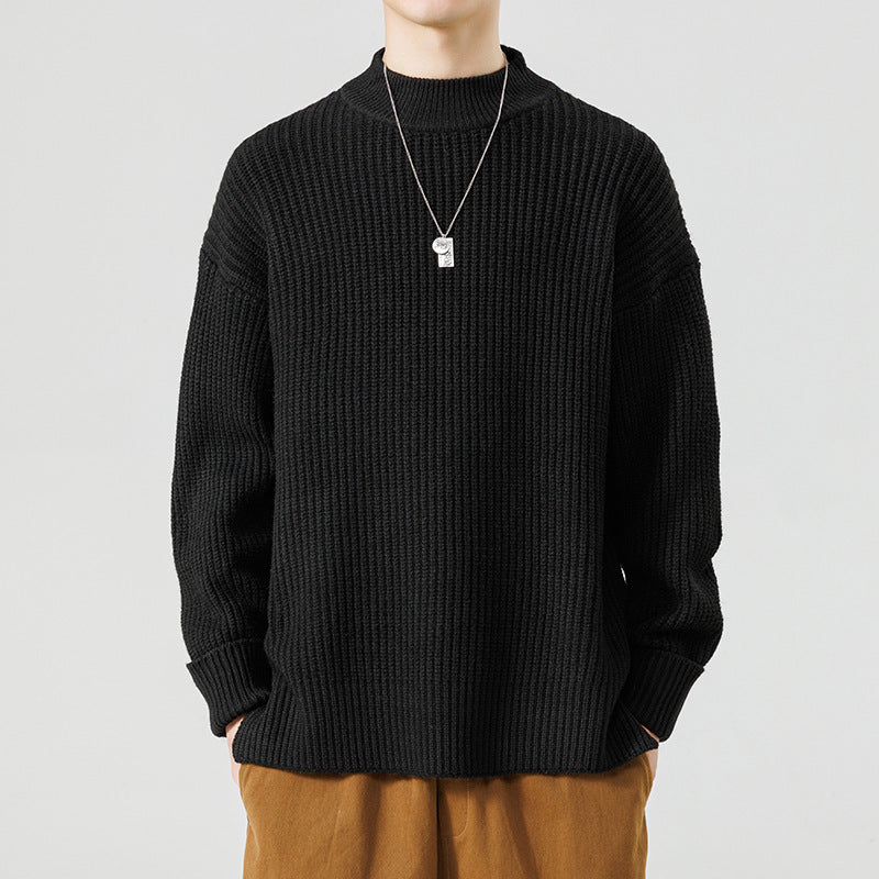 Half High Necked Sweater For Men's Casual Knitwear Outerwear