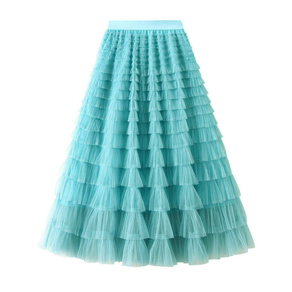 Cake Skirt Women's White Gauze Skirt Pleated Skirt