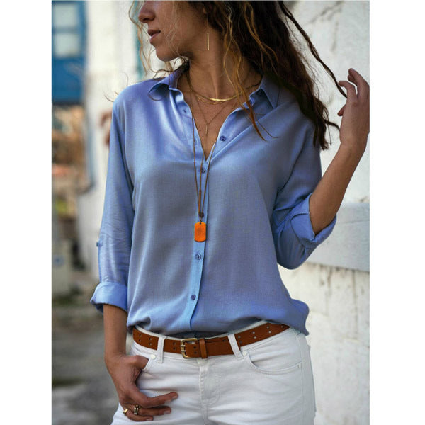 Long sleeve ladies lapel button shirt