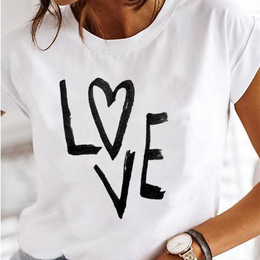 European And American Women's Clothing Casual Daily Short Sleeve Casual Cotton T-shirt