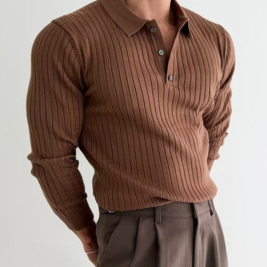 Autumn Polo Lapel Sweater Men's Long Sleeve Bottoming Shirt Top